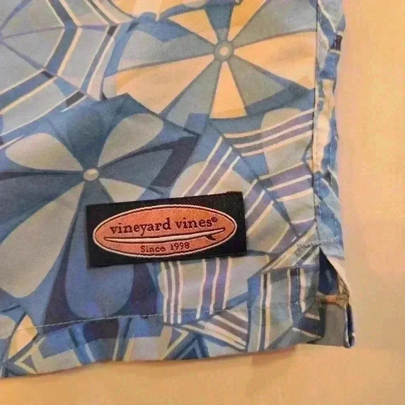Vineyard Vines Mens Umbrella Abstract Print Swim Trunks Blue White Size Large - Picture 7 of 10